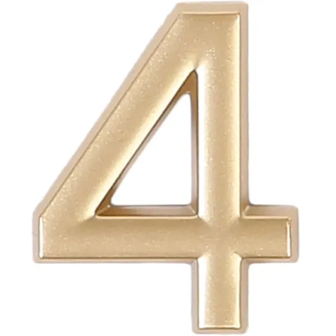 Цифра «4» самоклеящаяся 40х32 мм пластик цвет матовое золото LARVIJ None