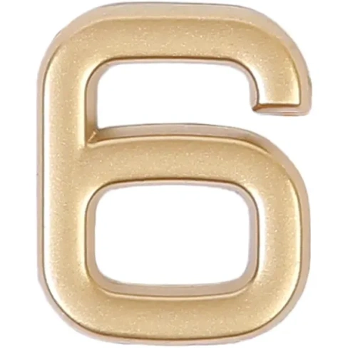 Цифра «6» самоклеящаяся 40х32 мм пластик цвет матовое золото LARVIJ None