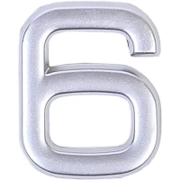 Цифра «6» самоклеящаяся 40х32 мм пластик цвет матовое серебро LARVIJ None