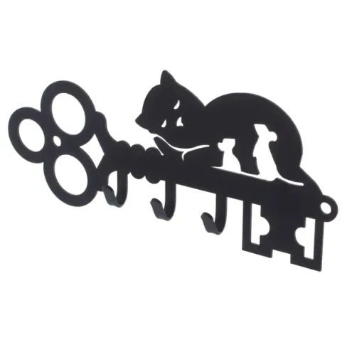Ключница DuckandDog Кот, 190х99х19 мм, сталь, цвет чёрный матовый Без бренда KEY-3-002 КЛЮЧНИЦА "КОТ"