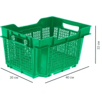 Ящик полимерный многооборотный 40x30x22 см пластик без крышки цвет зеленый Без бренда Ящик Ящик перфорированный