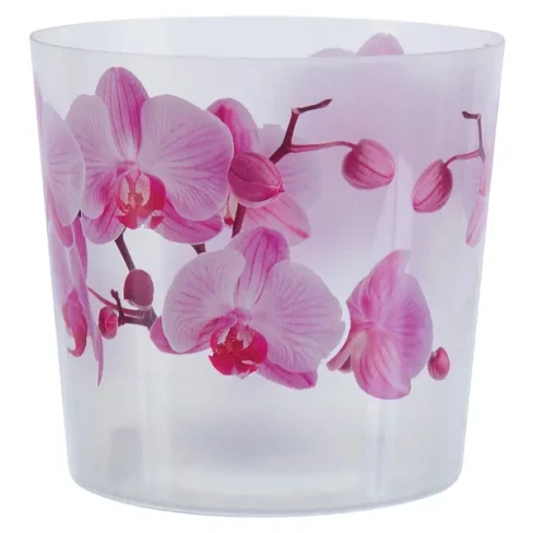 Кашпо для орхидей Idea Деко ø16 h15.5 см v2.4 л пластик белый/розовый IDEA ДЕКО Деко