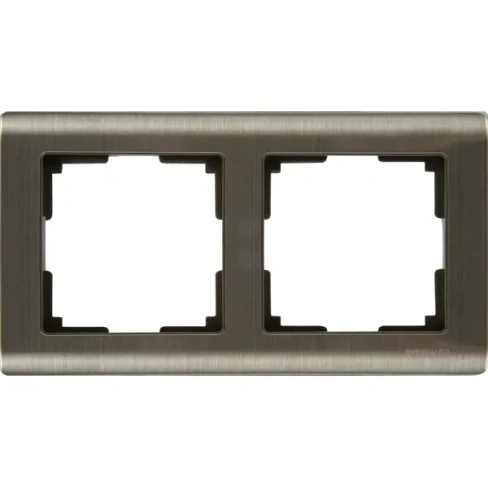 Рамка для розеток и выключателей Werkel Metallic 2 поста металл цвет глянцевый никель WERKEL Рамка на 2 поста серии Meta