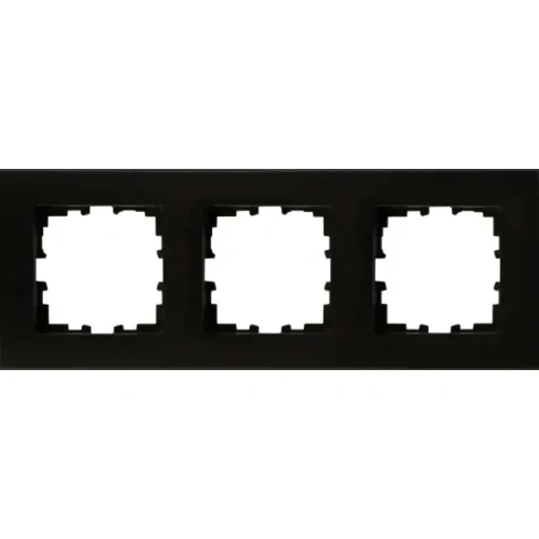 Рамка для розеток и выключателей Lexman Виктория плоская 3 поста цвет чёрный LEXMAN