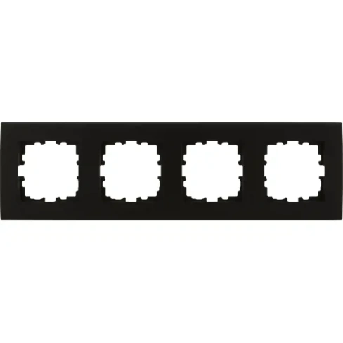 Рамка для розеток и выключателей Lexman Виктория плоская 4 поста цвет чёрный LEXMAN