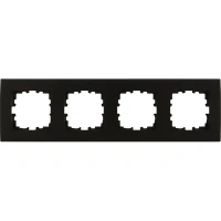 Рамка для розеток и выключателей Lexman Виктория плоская 4 поста цвет чёрный LEXMAN