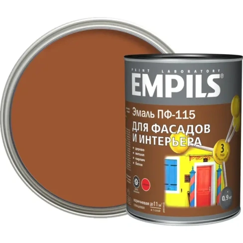 Эмаль ПФ-115 Empils PL глянцевая цвет коричневый 0.9 кг EMPILS None