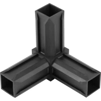 Соединитель пластиковый для трубы 30x30 мм смежный 3-палый ПВХ цвет черный Без бренда Соединительный элемент