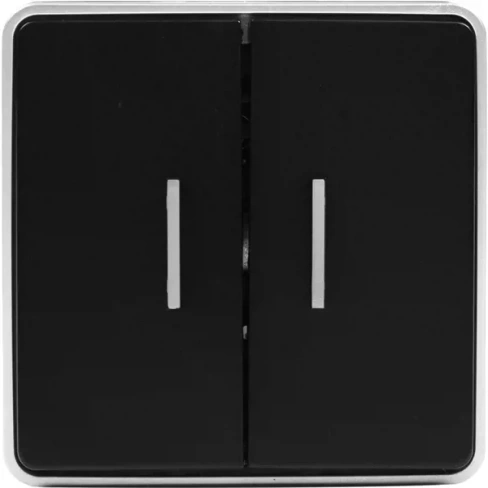 Выключатель накладной Werkel Gallant 2 клавиши с подсветкой, цвет чёрный с серебром WERKEL GALLANT Накладная серия Galla