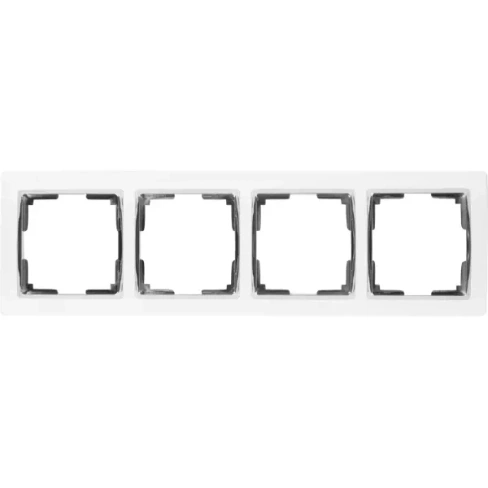 Рамка для розеток и выключателей Werkel Snabb 4 поста, цвет белый/хром WERKEL Рамка на 4 поста серии Snabb