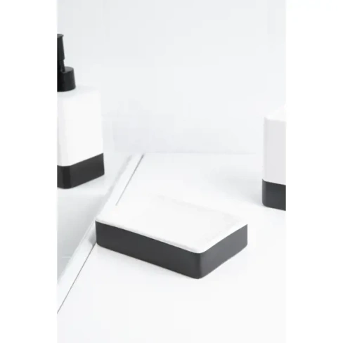 Мыльница Fixsen Text керамика цвет чёрный белый FIXSEN FX-230-4 Text