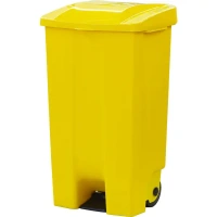 Бак садовый для мусора на колесиках с педалью 110 л цвет жёлтый IDEA None