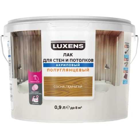 Лак для стен и потолков Luxens акриловый цвет сосна полуглянцевый 0.9 л LUXENS None