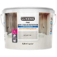 Лак для стен и потолков Luxens акриловый цвет белый полуглянцевый 0.9 л LUXENS None