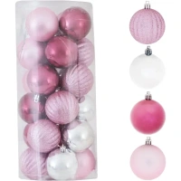 Набор ёлочных шаров 6 см цвет розовый/серебристый, 24 шт. Без бренда None