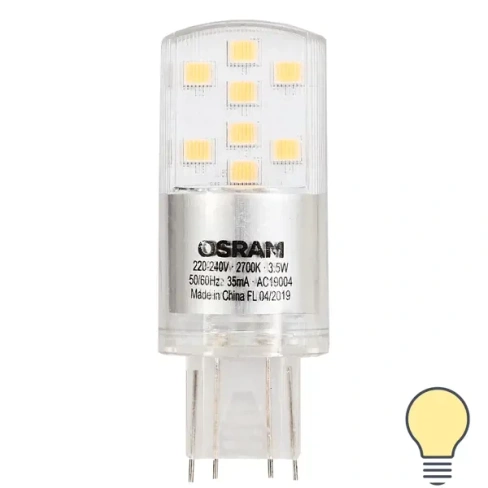 Лампа светодиодная Osram GU9 3.5 Вт капсула прозрачная 400 лм, тёплый белый свет OSRAM None
