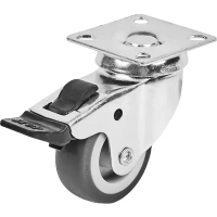 Колесо для оборудования поворотное Standers с тормозом для твёрдого пола 50 мм нагрузка до 40 кг цвет серый STANDERS Non