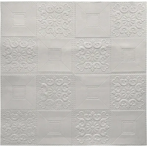 Листовая панель ПВХ мягкая 3D Белая плитка с узорами 700x700x4 мм 0.539 м² GRACE Плитка