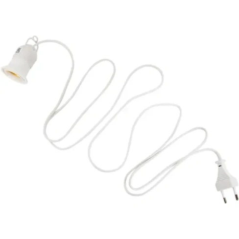 Патрон пластиковый для лампы E27, с выключателем, цвет белый UNIEL None