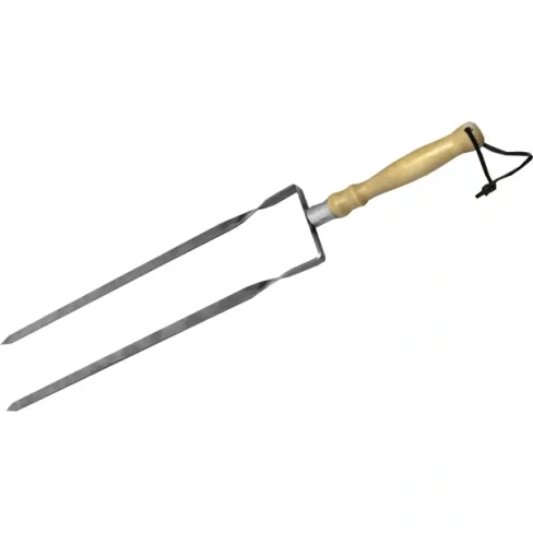 Шампур двойной 65 см, с деревянной ручкой Без бренда 0