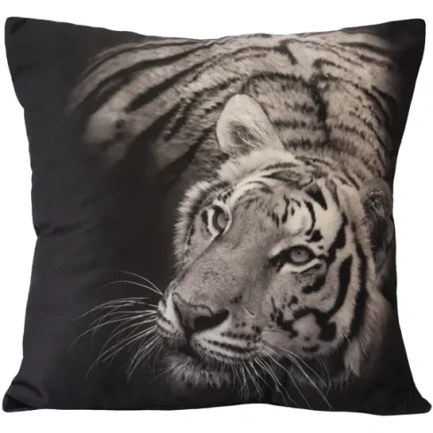 Подушка декоративная Тигр 40x40 см бархат, цвет черно-белый SEASONS None