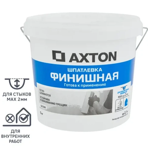 Шпатлевка Axton финишная цвет белый 5 кг AXTON None