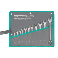 Набор ключей комбинированных 6-22 мм, 12 шт, CrV, матовый хром Stels STELS