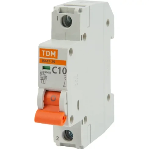 Автоматический выключатель TDM Electric ВА47-29 1P C10 А 4.5 кА SQ0206-0072 TDM ELECTRIC