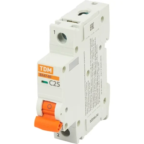 Автоматический выключатель TDM Electric ВА47-60 1P C25 А 6 кА SQ0223-0079 TDM ELECTRIC