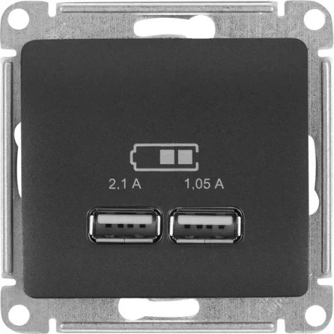 Розетка Schneider Electric Glossa USB встраиваемая цвет графитовый SCHNEIDER ELECTRIC Розетка USB А+А