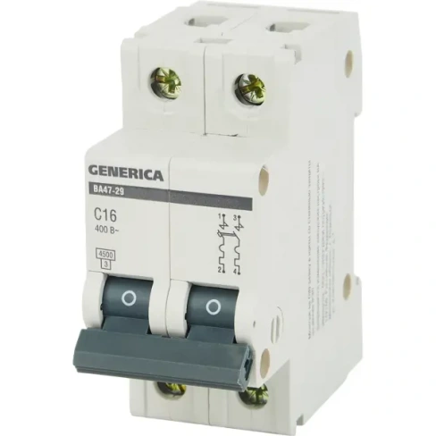 Автоматический выключатель Generica ВА47-29 2P C16 А 4.5 кА GENERICA