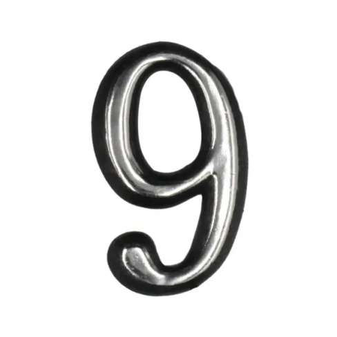 Цифра «9» самоклеящаяся 50 мм пластик цвет хром Без бренда None