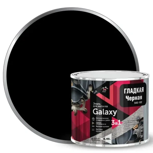 Грунт-эмаль 3 в 1 по металлу и ржавчине Parade Galaxy гладкая цвет черный 0.45 л PARADE None