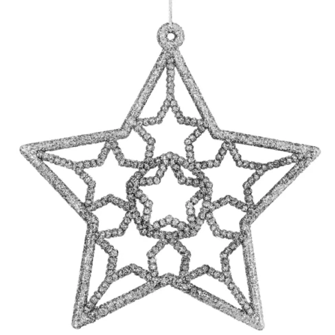 Елочная игрушка «Звезда» 13 см глиттер серебряный Без бренда