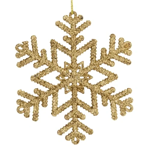 Елочная игрушка «Снежинка» 10 см глиттер золотой Без бренда