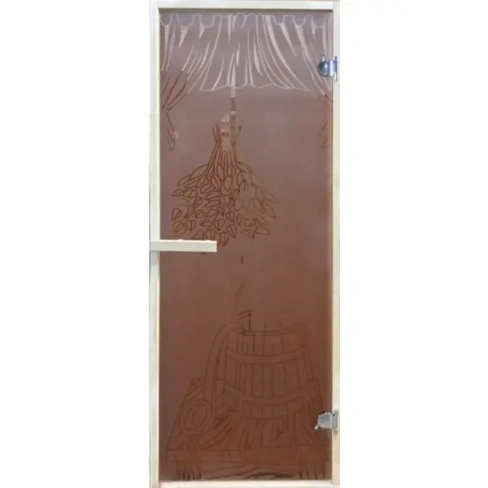 Дверь для сауны с магнитным замком 1890x690 мм веники Без бренда None