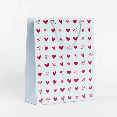 Пакет подарочный Сердечки 25.5x36 см цвет белый, красный СИМФОНИЯ Подарочный пакет бумажный