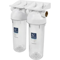 Магистральный фильтр для холодного водоснабжения (ХВС) Unicorn KSBP DUO LM двойной SL10 3/4" пластик UNICORN 3/4 KSBP DU