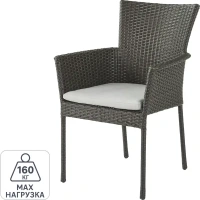 Кресло садовое Naterial Noa Fix с подушкой 61.5x86x61.5 см искусственный ротанг светло-серый NATERIAL None