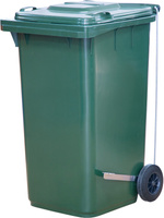 Мусорный контейнер п/э МКТ-240 зеленый (ПГ) на 240 литров с педальным приводом Г-образным Тара
