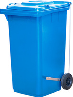 Мусорный контейнер п/э МКТ-240 синий (ПГ) на 240 литров с педальным приводом Г-образным Тара